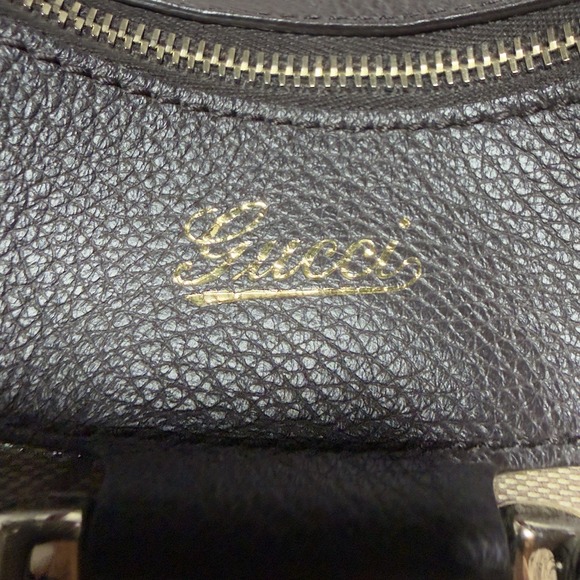 Gucci Crystal GG D-Ring Abbey Shoulder Bag Brown Canvas Leather Trim Italy - Picture 16 of 16